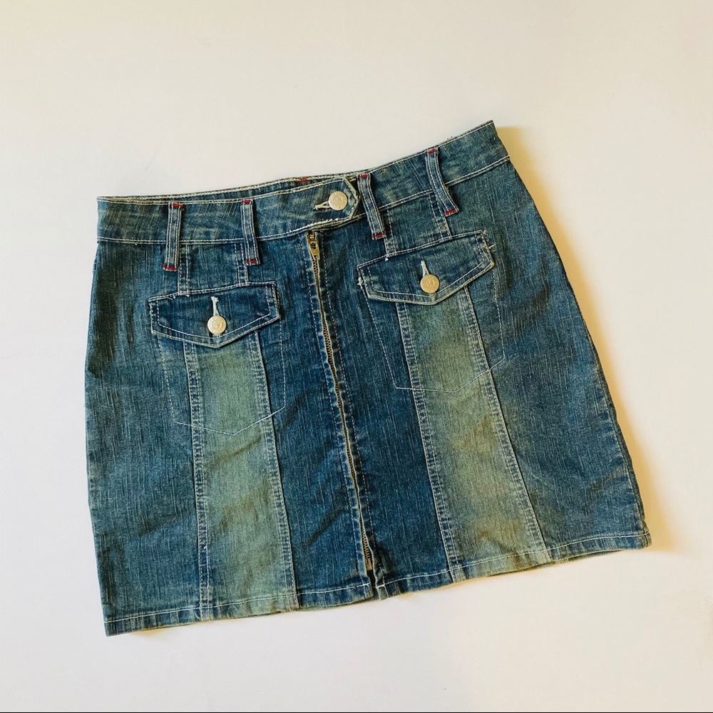 Vintage denim multicolor mini skirt
